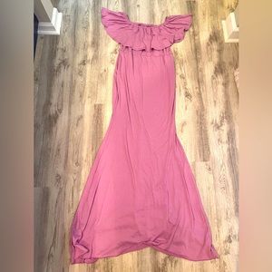 Long Purple Maternity Dress